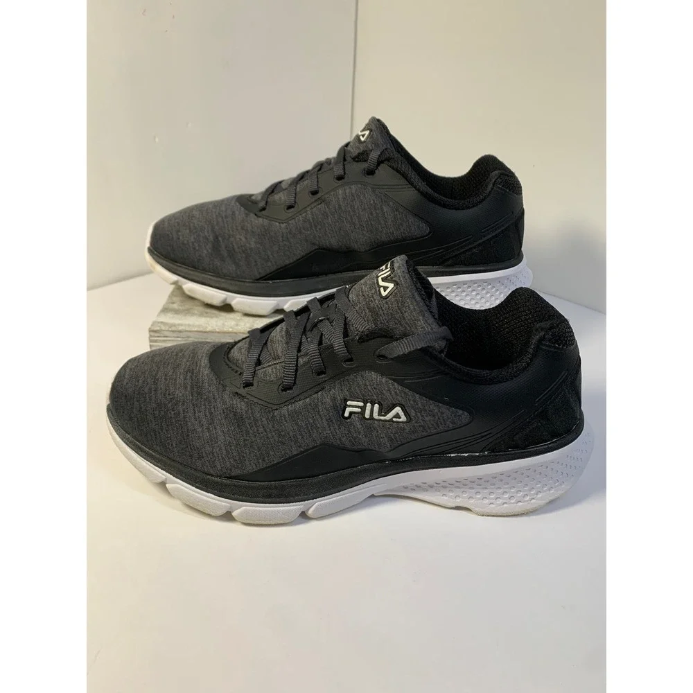Fila Womens Running Shoes Sz 8 Gray Black Lightweight EVA Sole Sneakers Preowned